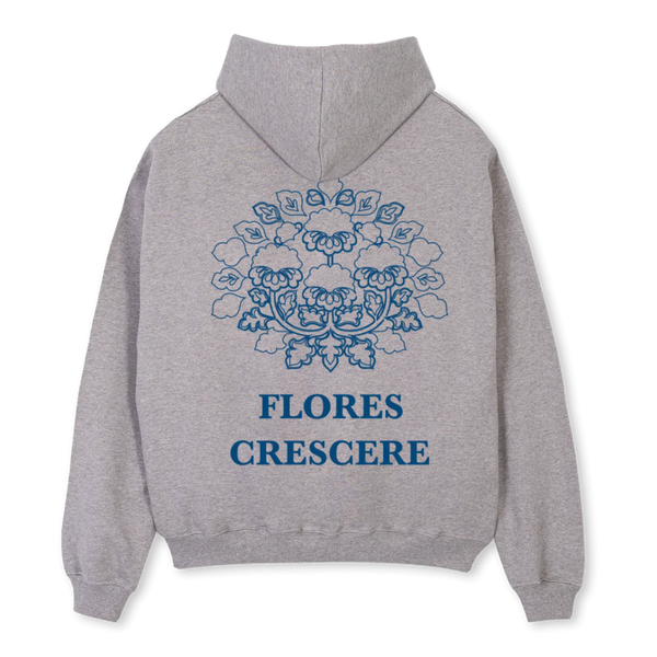 Flores - Oversized Zipped Hoodie - Grey