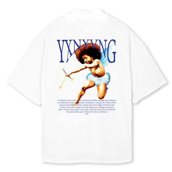 Tiānshǐ - Oversized Mock Neck Tee - white