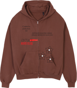 Gōngyì - Oversized Zipped Hoodie - Vintage Brown