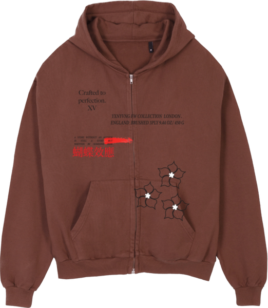 Gōngyì - Oversized Zipped Hoodie - Vintage Brown