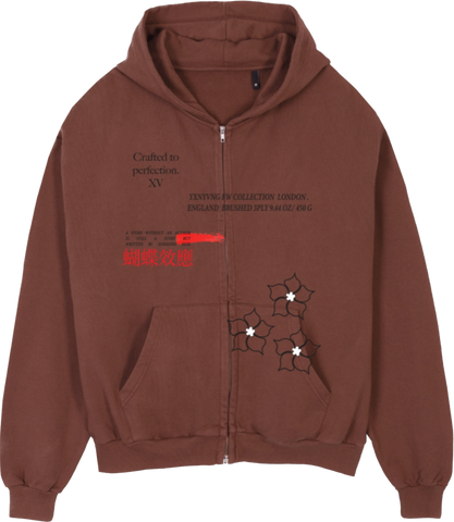 Gōngyì - Oversized Zipped Hoodie - Vintage Brown